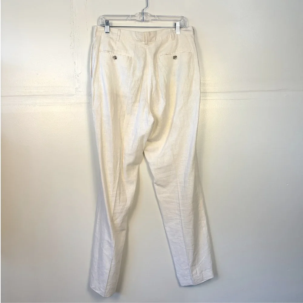 Alan Flasser Mens White Linen Blend Casual Resort Pants 34x32